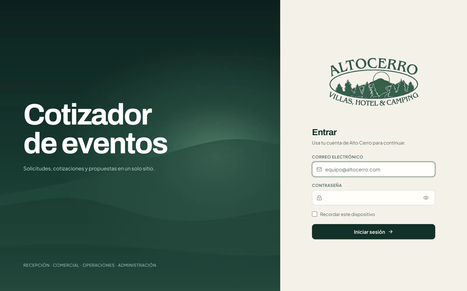 Cotizador Altocerro en escritorio